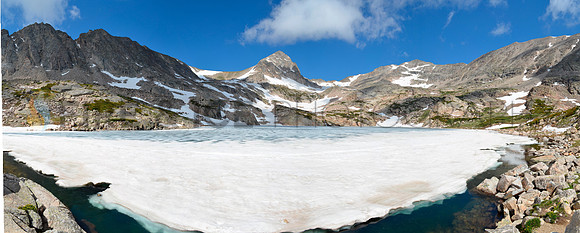 art, blue, "blue lake", cloud, colorado, ice, indian, lake, landscape, mountains, nature, panorama, peaks, photo, photograph, photography, sky, snow, stitch, winter, hike, scenic, travel