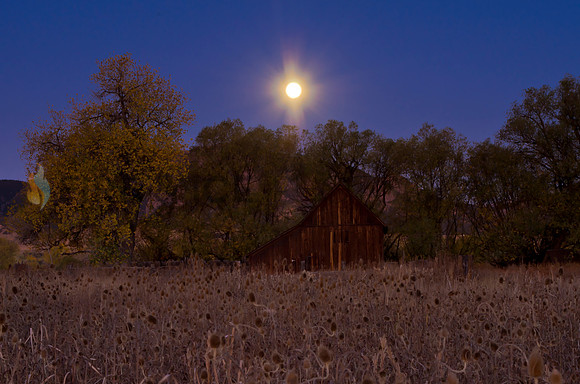 Boulder Barn and Moonset #1